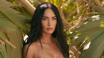 Megan Fox was photographed by Greg Swales in the Dominican Republic. Top: GCDS. 