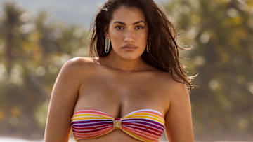 Lorena Durán was photographed by Ben Watts in Puerto Rico. Swimsuit by Lybethras. Earrings by Jennifer Zeuner Jewelry.