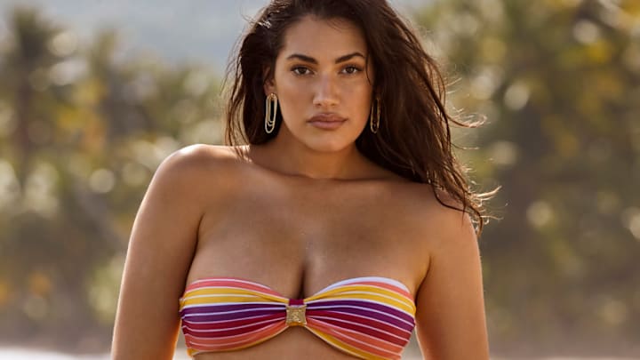 Lorena Durán was photographed by Ben Watts in Puerto Rico. Swimsuit by Lybethras. Earrings by Jennifer Zeuner Jewelry. Lorena Durán was photographed by Ben Watts in Puerto Rico. Swimsuit by Lybethras. Earrings by Jennifer Zeuner Jewelry.