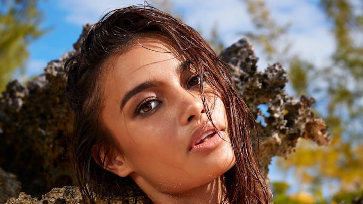 Kelsey Merritt was photographed by Laretta Houston in Great Exuma, Bahamas. 