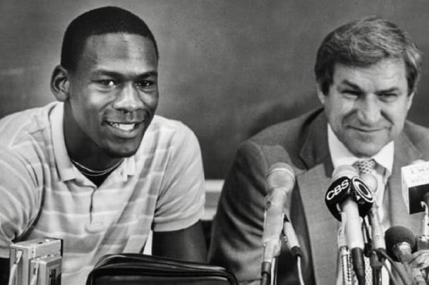 Michael Jordan with coach Dean Smith 