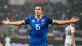 David Strelec a goal celebrate during UEFA Nations league, Slovakia - Estonia , 19. november 2024, City Arena, Trnava Copyright: xMICHALxFAJT,ZOSPORTU.SKx FAJ_6902