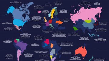 Map showing etiquette practices from around the world.