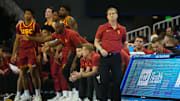 Mar 8, 2025; Los Angeles, California, USA; Southern California Trojans head coach Eric Musselman reacts in the second half against the UCLA Bruins at Pauley Pavilion presented by Wescom. Mandatory Credit: Kirby Lee-Imagn Images