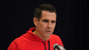 Feb 25, 2025; Indianapolis, IN, USA; New York Giants general manager Joe Schoen speaks during the NFL Scouting Combine at the Indiana Convention Center.  