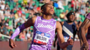 Bullis School sprinter Quincy Wilson places third in 400m semifinal in a national high school record and World U18 record 44.59 during the US Olympic Team Trials at Hayward Field in Eugene, Oregon on Jun3 23, 2024.