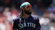 Seattle Mariners shortstop J.P. Crawford (3) reacts at the end of the fourth inning against the Los Angeles Angels at Angel Stadium on June 8. 