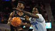 UC Riverside Highlanders guard Barrington Hargress (24) shoots the ball against UCLA Bruins guard Will McClendon (4) in the first half at Pauley Pavilion presented by Wescom.