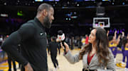 Cassidy Hubbarth interviews LeBron James in early 2024.