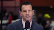 Feb 8, 2023; Phoenix, AZ, USA; NFL Network analyst Ian Rapoport on radio row at the media center at the Phoenix Convention Center.  Mandatory Credit: Kirby Lee-Imagn Images