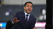  Adam Schefter broadcasts from the ESPN Monday Night Football Countdown set b Mandatory Credit: Kirby Lee-Imagn Images