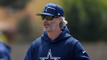 Jul 26, 2025; Oxnard, CA, USA; Dallas Cowboys special teams coordinator Nick Sorensen at training camp at the River Ridge Fields. Mandatory Credit: Kirby Lee-Imagn Images