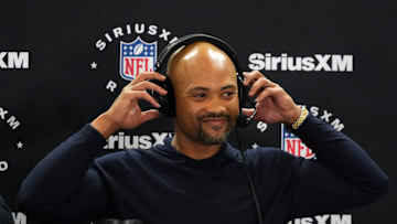 Feb 27, 2024; Indianapolis, IN, USA; Atlanta Falcons general manager Terry Fontenot on the SiriusXM radio set during the NFL Scouting Combine at Indiana Convention Center. Mandatory Credit: Kirby Lee-Imagn Images
