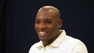 Feb 25, 2025; Indianapolis, IN, USA; Houston Texans coach DeMeco Ryans speaks during the NFL Scouting Combine at the Indiana Convention Center. Mandatory Credit: Kirby Lee-Imagn Images