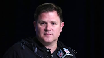 Mar 1, 2022; Indianapolis, IN, USA; Green Bay Packers general manager Brian Gutekunst during the NFL Combine at the Indiana Convention Center. Mandatory Credit: Kirby Lee-Imagn Images