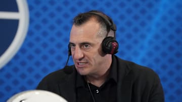 Feb 8, 2024; Las Vegas, NV, USA; Doug Gottlieb on the Fox Sports set on radio row at the Super Bowl