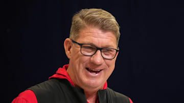Tampa Bay Buccaneers general manager Jason Licht speaks during the NFL Scouting Combine.