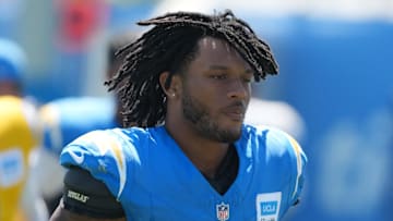 Los Angeles Chargers running back Omarion Hampton (8) during training camp at The Bolt. 