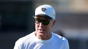 Jul 24, 2025; Henderson, NV, USA; Las Vegas Raiders coach Pete Carroll during training camp at the Intermountain Healthcare Performance Center. 
