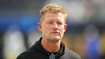 Aug 17, 2024; Inglewood, California, USA; Los Angeles Rams general manager Les Snead during the game against the Los Angeles Chargers at SoFi Stadium. Mandatory Credit: Kirby Lee-Imagn Images