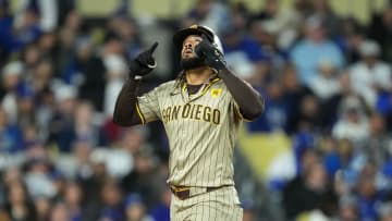 Apr 12, 2024; Los Angeles, California, USA; San Diego Padres outfielder Fernando Tatis Jr. (23)