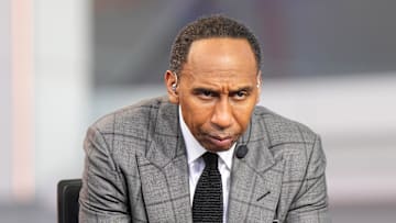 Oct 23, 2024; Inglewood, California, USA; Stephen A. Smith (Stephen Smith) on the ESPN NBA Countdown live set at Intuit Dome. 