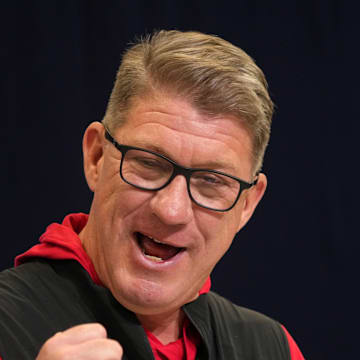 Tampa Bay Buccaneers general manager Jason Licht speaks during the NFL Scouting Combine.