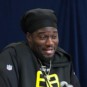 defensive lineman Shemar Stewart during the 2025 NFL Scouting Combine 