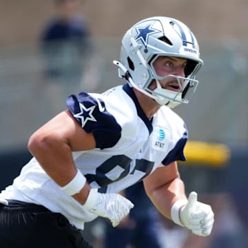 Dallas Cowboys tight end Jake Ferguson during training camp at the River Ridge Fields
