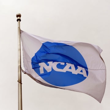Jun 4, 2024; An NCAA logo flag at Hayward Field in Eugene, OR. 