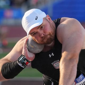 Jun 22, 2024; Eugene, OR, USA; Payton Otterdahl places third in the shot put at 73-0 1/2 (22.26m) during the US Olympic Team Trials at Hayward Field. Mandatory Credit: Kirby Lee-USA TODAY Sports
