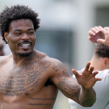 Apr 28, 2025; El Segundo, CA, USA; Los Angeles Chargers safety Derwin James during offseason workouts at The Bolt. Mandatory Credit: Kirby Lee-Imagn Images