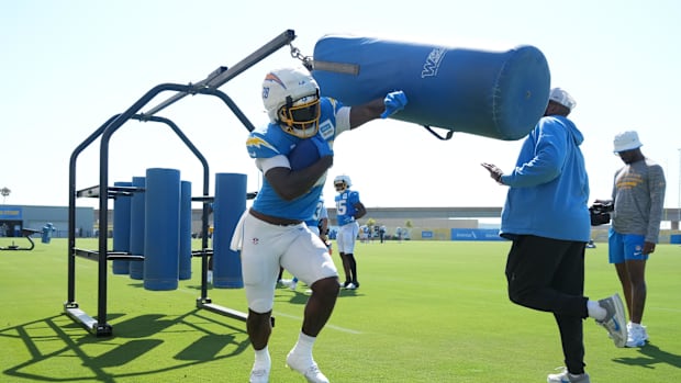 Los Angeles Chargers running back Hassan Haskins