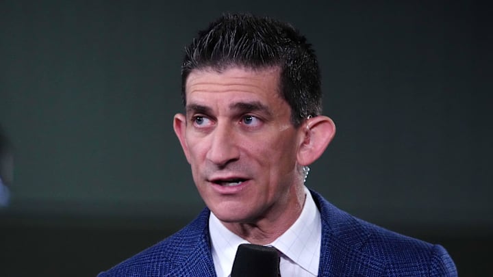 Mar 2, 2022; Indianapolis, IN, USA; NFL Network reporter Andrew Siciliano during the NFL Combine at the Indiana Convention Center. Mandatory Credit: Kirby Lee-Imagn Images