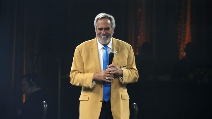 Aug 4, 2023; Canton, OH, USA; San Diego Chargers former quarterback Dan Fouts during the Pro Football Hall of Fame Gold Jacket dinner at Canton Civic Center. Mandatory Credit: Kirby Lee-USA TODAY Sports