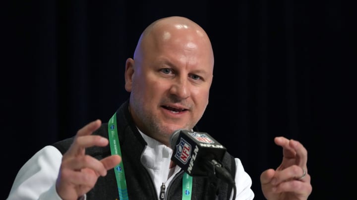 Feb 27, 2024; Indianapolis, IN, USA; Los Angeles Chargers general manager Joe Hortiz during the NFL Scouting Combine at Indiana Convention Center. Mandatory Credit: Kirby Lee-USA TODAY Sports