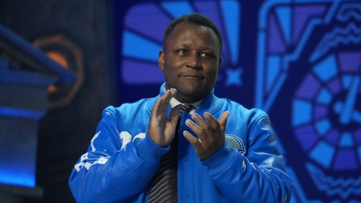 Apr 25, 2024; Detroit, MI, USA; Detroit Lions former running back Barry Sanders attends the 2024 NFL Draft at Campus Martius Park and Hart Plaza.