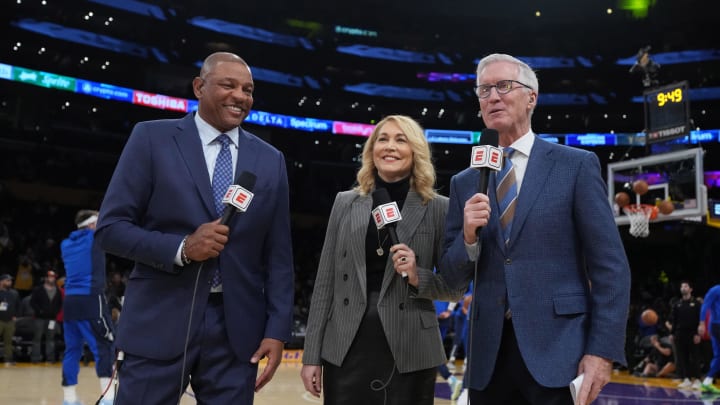 ESPN analyst Doris Burke (left) and play-by-play announcer Mike Breen.