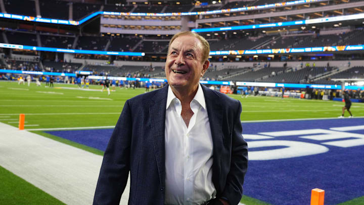 Al Michaels before a Thursday Night Football game in 2023.