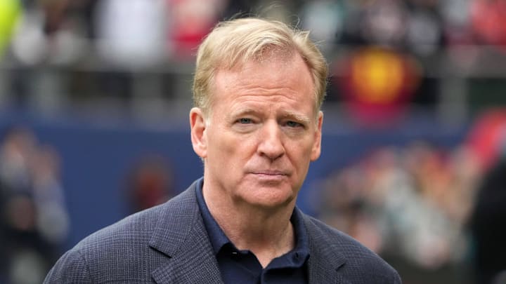 NFL commissioner Roger Goodell attends an NFL International Series game between the Chicago Bears and the Jacksonville Jaguars at Tottenham Hotspur Stadium on October 13, 2024. 