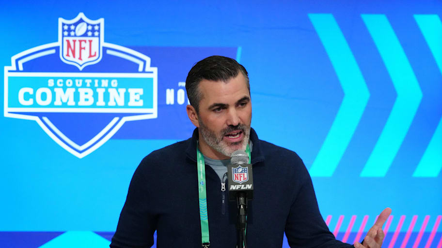 Feb 28, 2024; Indianapolis, IN, USA; Cleveland Browns coach Kevin Stefanski speaks at a press conference at the NFL Scouting Combine at Indiana Convention Center. Mandatory Credit: Kirby Lee-Imagn Images | Kirby Lee-Imagn Images