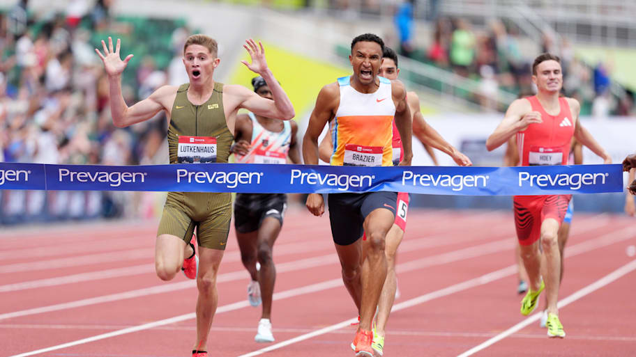 With his remarkable run at the USA Track & Field Championships, Cooper Lutkenhaus set an under-18 world record in the 800-meter. | Kirby Lee-Imagn Images
