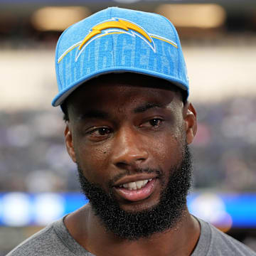 Aug 12, 2023; Inglewood, California, USA; Los Angeles Chargers wide receiver Mike Williams during the game against the Los Angeles Rams at SoFi Stadium. Mandatory Credit: Kirby Lee-Imagn Images