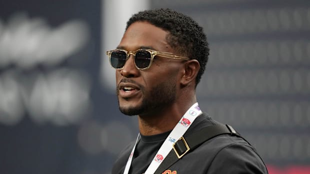 USA; Southern California Trojans former running back Reggie Bush attends the game against the LSU Tigers at Allegiant Stadium