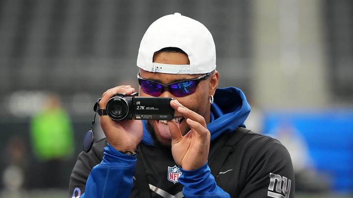 Feb 4, 2023; Paradise, NV, USA; NFC running back Saquon Barkley of the New York Giants (26) during