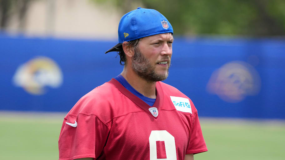Los Angeles Rams quarterback Matthew Stafford has yet to practice in training camp. | Kirby Lee-Imagn Images