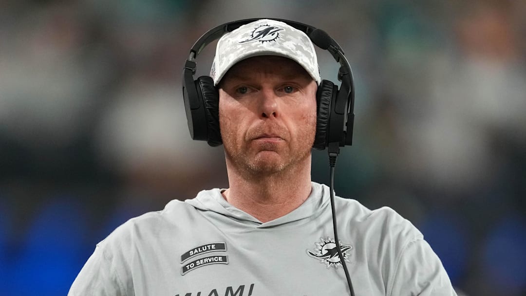 Nov 11, 2024; Inglewood, California, USA; Miami Dolphins offensive line coach Butch Barry against the Los Angeles Rams in the first half at SoFi Stadium. Mandatory Credit: Kirby Lee-Imagn Images