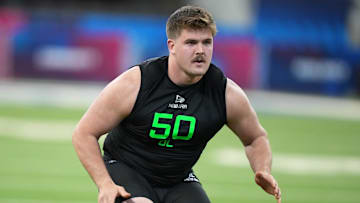 North Dakota State offensive lineman Grey Zabel during the 2025 NFL Scouting Combine.