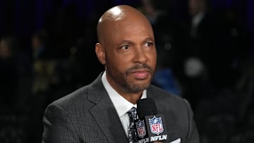 Feb 8, 2023; Phoenix, AZ, USA; NFL Network reporter Jim Trotter at press conference at Phoenix Convention Center. Mandatory Credit: Kirby Lee-Imagn Images