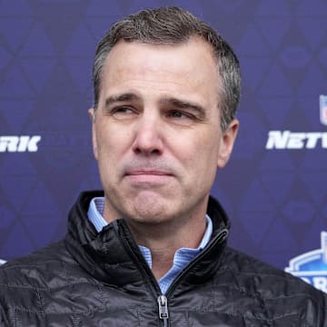Apr 24, 2024; Detroit, MI, USA; NFL Network analyst Daniel Jeremiah speaks to the media at the Play Football Prospect Clinic at The Corner Ballpark. 